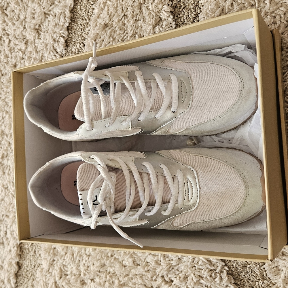 Light Pink And Grey Sneakers By Religious Comfort, Size 10